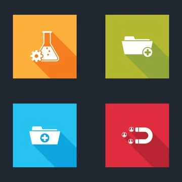 Set Bioengineering, Health record folder, and Customer attracting icon. Vector Stock Illustration