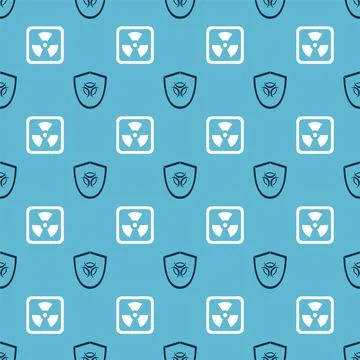 Set Biohazard symbol on shield and Radioactive on seamless pattern. Vector イラスト素材
