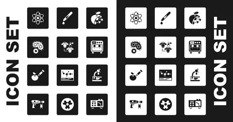 Set Biological structure, Cloning, Virus, Atom, Biosafety box, Pipette Illustration