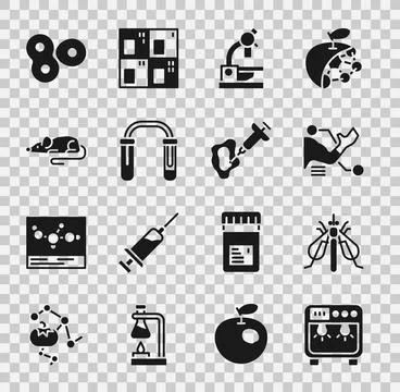 Set Biosafety box, Experimental insect, Prosthesis hand, Microscope, Test tube イラスト素材