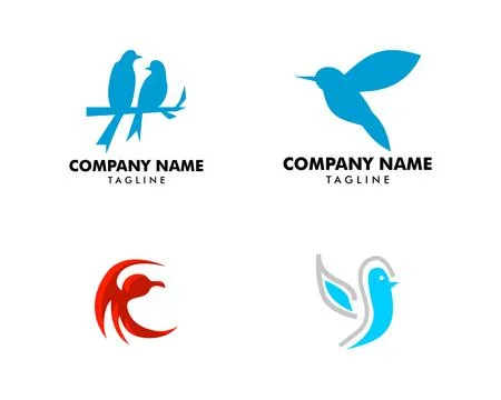 Set of Bird Abstract Logo design vector design Stock Illustration