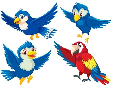 Set of bird character Illustrazione stock