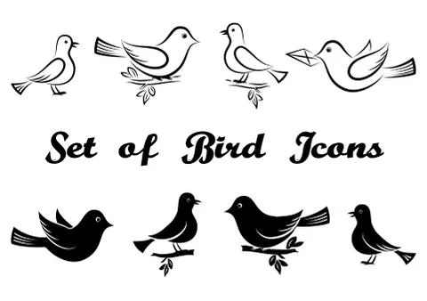 Set of Bird Icons Stock Illustration