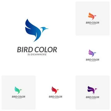 Set of Bird logo vector. Flying Bird Logo design vector template. Dove Pigeon Stock Illustration