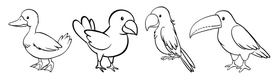 Set of bird outline Stock Illustration