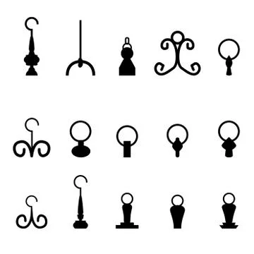 Set of birdcage ring with hook. editable Stock Illustration