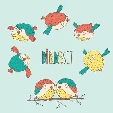 Set of birds Stock Illustration