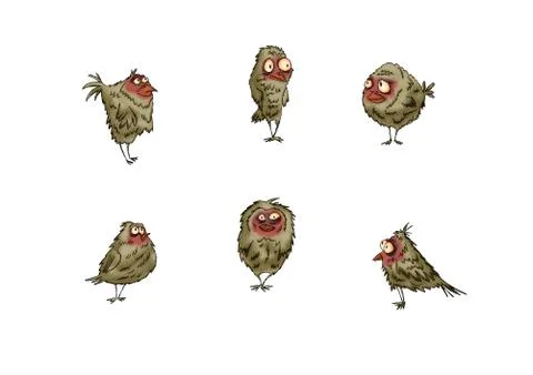 Set of birds sparrows in different variations for design on a white backgroun Stock-Illustration