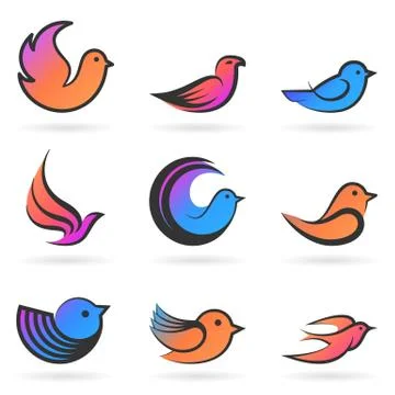 Set of Birds.Vector illustration Stock Illustration