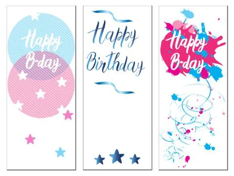 Set of Birthday cards Illustrazione stock