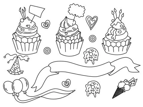 Set for Birthday party design in vector Stock Illustration