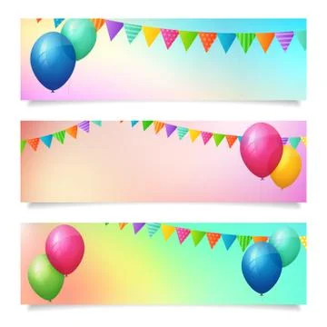 Set of birthday summer blurred vector banner background Stock-Illustration