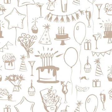Set of birthday. Vector  seamless pattern Stock Illustration