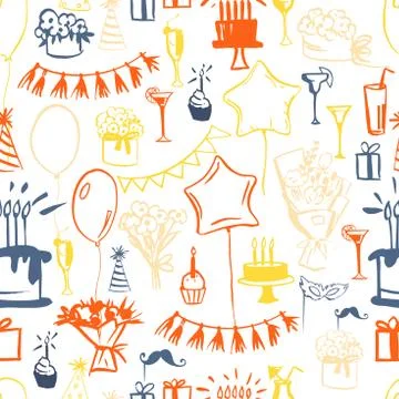 Set of birthday. Vector  seamless pattern Stock Illustration