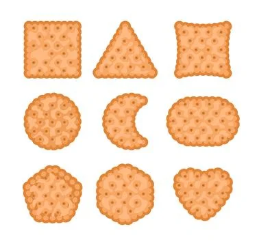 Set of biscuit cookie snacks set collection. Tasty breakfast dessert pastry.. Stock Illustration