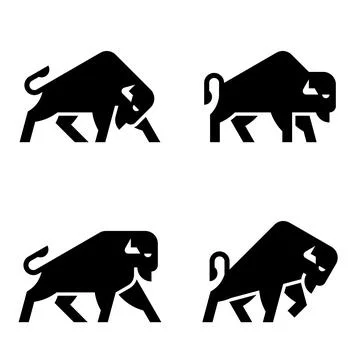 Set of Bison, Bison Logo Stock Illustration
