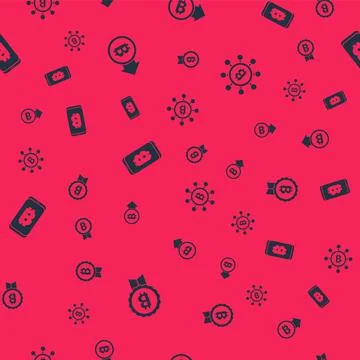 Set Bitcoin, , Mining bitcoin from mobile and Blockchain technology on seamless Stockillustratie