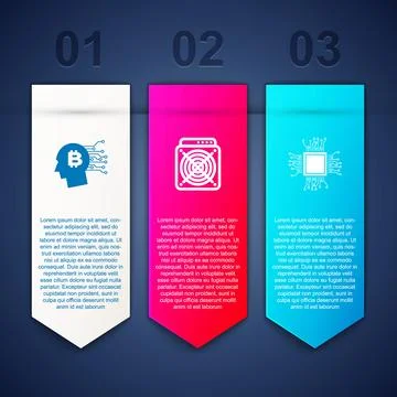 Set Bitcoin think, ASIC Miner and Processor. Business infographic template. V 스톡 일러스트