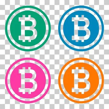 Set of Bitcoin web coin, internet electronic crypto design symbol, digital pa Stock Illustration