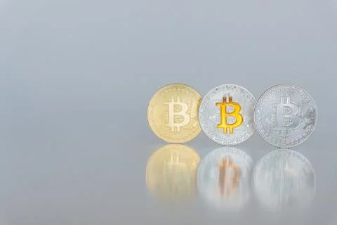 A set of bitcoins. Crypto currency. Virtual currency. Virtual business Stock Photos