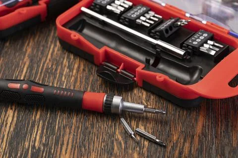 Set of bits and screwdriver Stock Photos