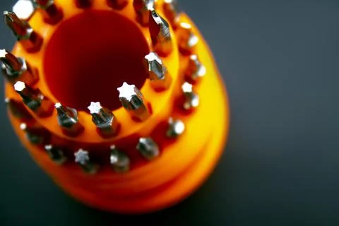A set of bits for screwing screws with a drill Stock Photos
