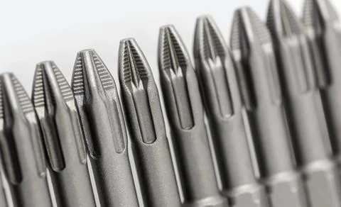 Set of bits for the screws. Selection of replaceable shapes and bits for a sc 写真素材