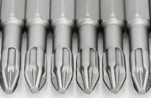 Set of bits for the screws. Selection of replaceable shapes and bits for a sc 写真素材