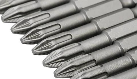 Set of bits for the screws. Selection of replaceable shapes and bits for a sc 写真素材