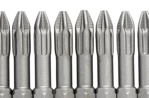 Set of bits for the screws. Selection of replaceable shapes and bits for a sc Stock Photos