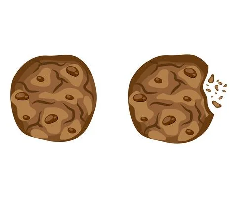 Set with bitten chocolate cookies vector Stock Illustration