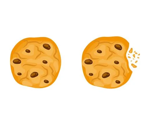 Set with bitten chocolate cookies vector Stock Illustration