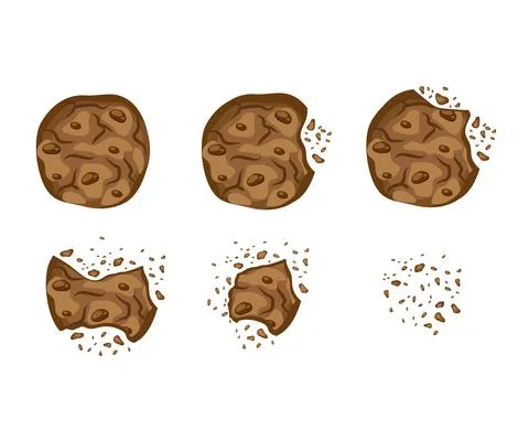 Set with bitten chocolate cookies vector Stock Illustration