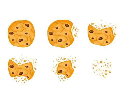Set with bitten chocolate cookies vector Stock Illustration