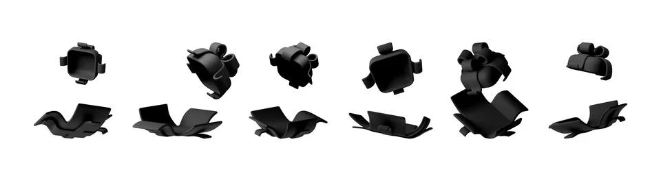 Set of black 3d gift boxes and bows Stock Illustration