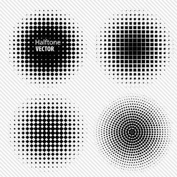 Set of Black Abstract Halftone Circles Logo, vector illustration 스톡 일러스트
