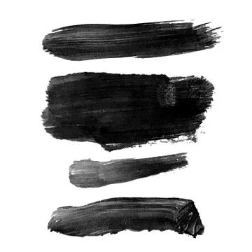 Set with black abstract stain isolated on white background. Stock Illustration