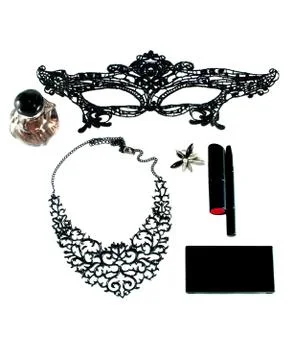 Set of black accessories Stock Photos
