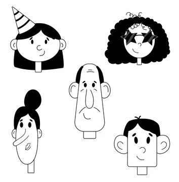 Set with black and white faces	 Illustrazione stock