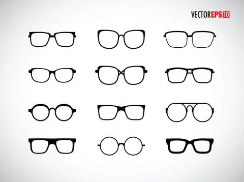 Set of black and white glasses Stock Illustration