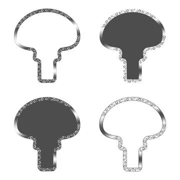 Set of black and white illustration with fly agaric mushroom Stock Illustration