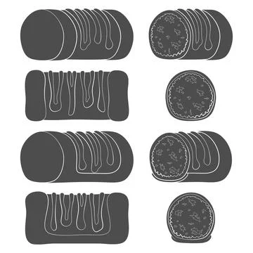 Set of black and white illustrations with punschrulle, dammsugare. Illustrazione stock