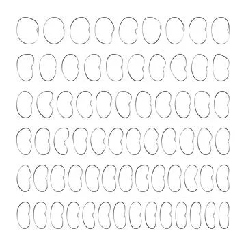 Set of black and white illustrations with green beans, kidney beans. Stock Illustration