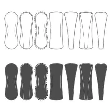 Set of black and white illustrations with panty liners Stock Illustration