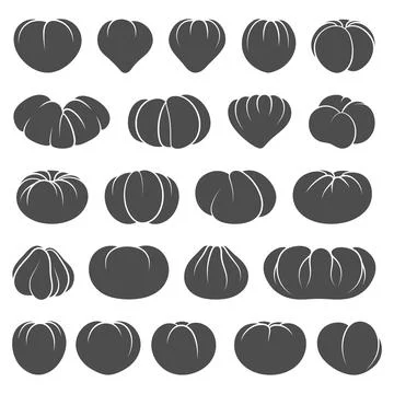 Set of black and white illustrations with tomato Stock Illustration