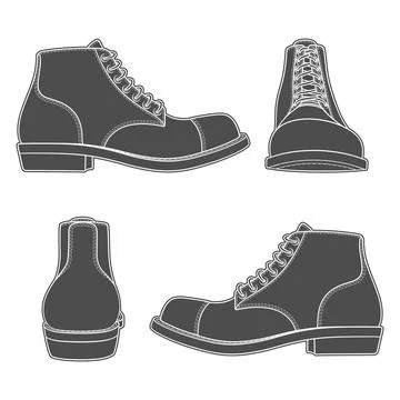 Set of black and white illustrations with classic shoes Stock Illustration