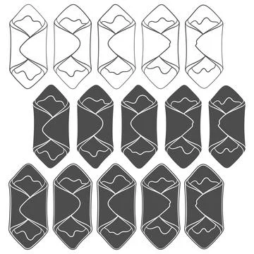 Set of black and white illustrations of cookies with jam Stock Illustration
