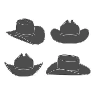 Set of black and white illustrations with cowboy hat Stock-Illustration