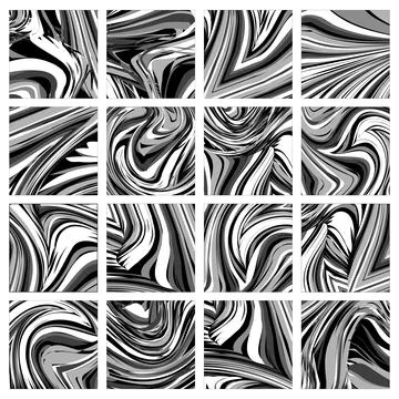 Set of black and white marble blue textures-12 Stock Illustration