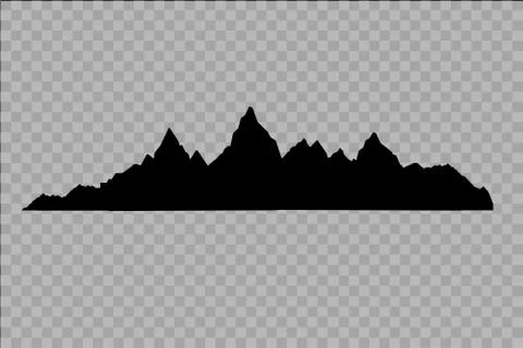 Set of black and white mountain silhouettes.Background border of rocky mountains Stock Illustration